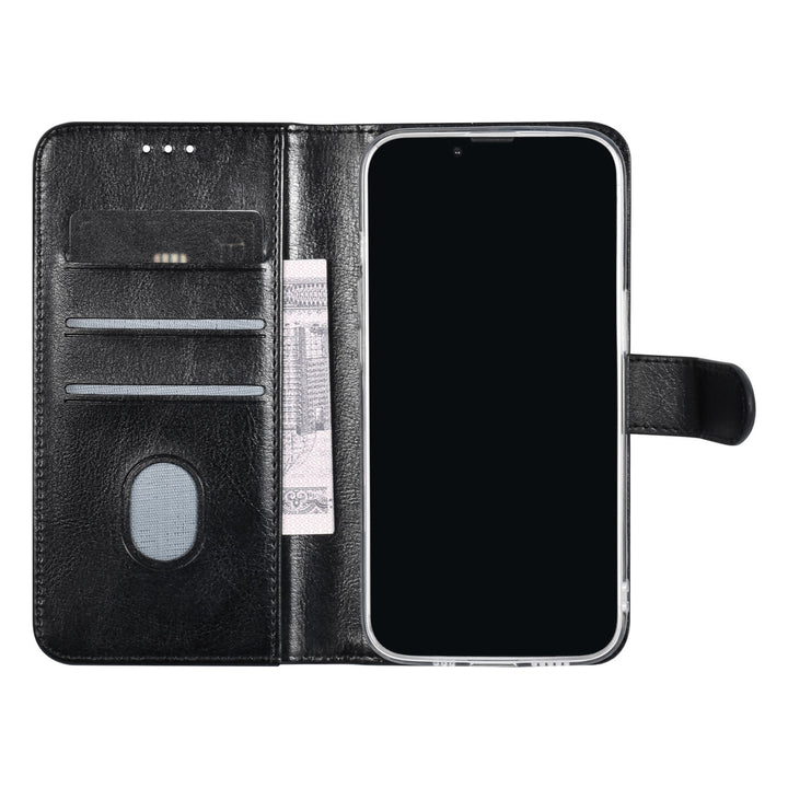 UNIQ Accessory iPhone 14 & 13 Book Case hoesje - Pasjeshouder voor 3 pasjes - Magneetsluiting - Hanger - Zwart-Hoesjes-Ilumina Benelux