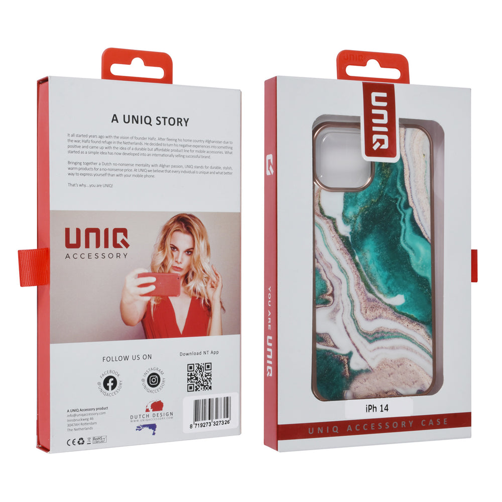 UNIQ Accessory iPhone 14 & 13 TPU Backcover - Marble Green-Hoesjes-Ilumina Benelux