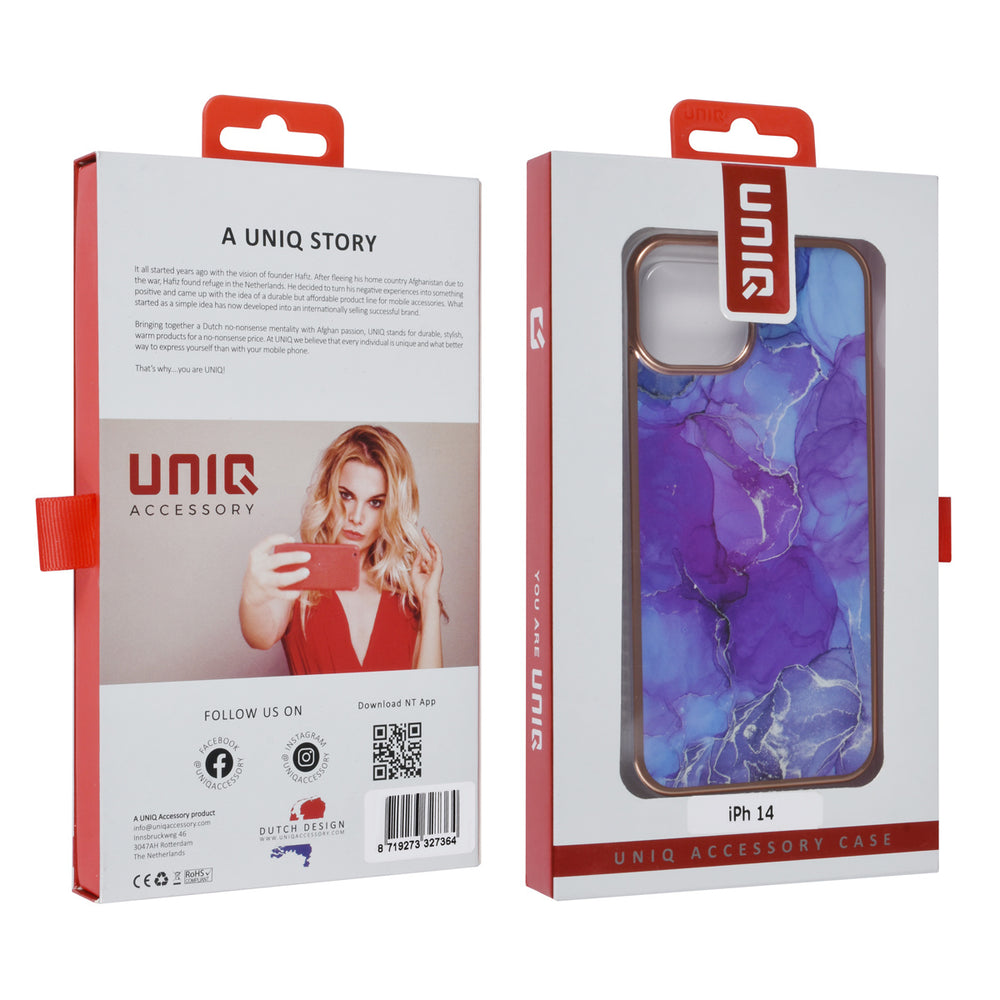 UNIQ Accessory iPhone 14 & 13 TPU Backcover - Marble Purple-Hoesjes-Ilumina Benelux