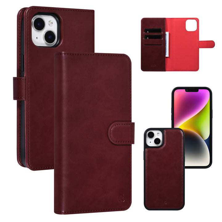 UNIQ Accessory iPhone 14 & 15 Plus 2 in 1 Booktype en Backcover Pasjeshouder - Rood-Hoesjes-Ilumina Benelux