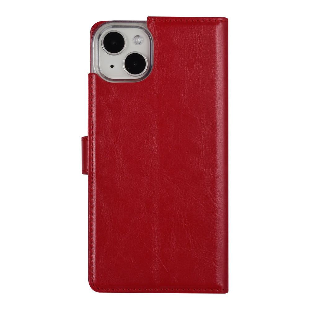 UNIQ Accessory iPhone 14 & 15 Plus Book Case hoesje - Pasjeshouder voor 3 pasjes - Magneetsluiting - Hanger - Rood-Hoesjes-Ilumina Benelux