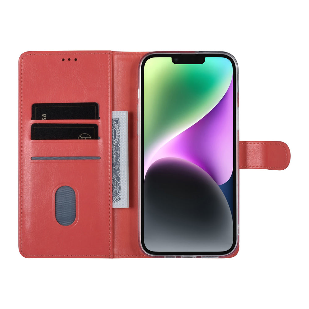 UNIQ Accessory iPhone 14 & 15 Plus Book Case hoesje - Pasjeshouder voor 3 pasjes - Magneetsluiting - Hanger - Roze-Hoesjes-Ilumina Benelux