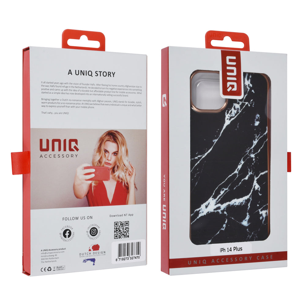 UNIQ Accessory iPhone 14 & 15 Plus TPU Backcover - Marble Black-Hoesjes-Ilumina Benelux
