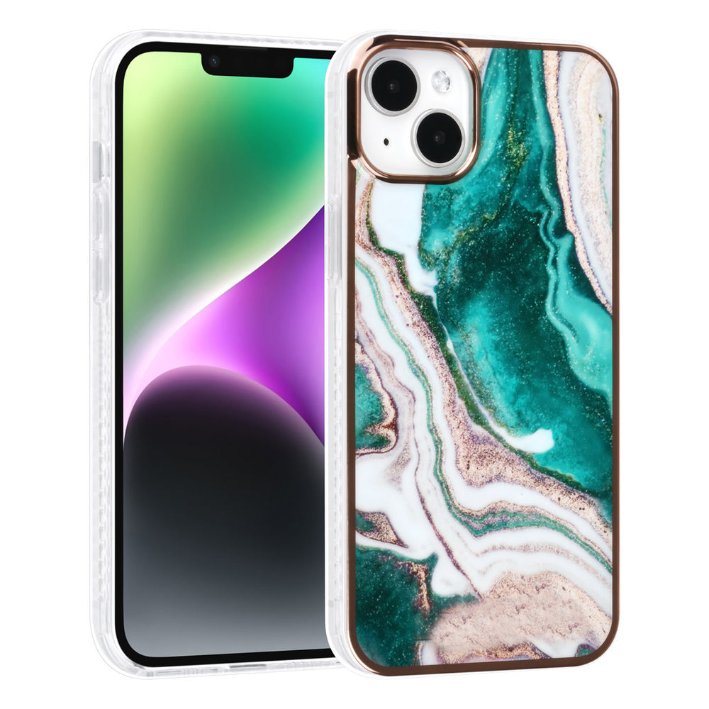 UNIQ Accessory iPhone 14 & 15 Plus TPU Backcover - Marble Green-Hoesjes-Ilumina Benelux
