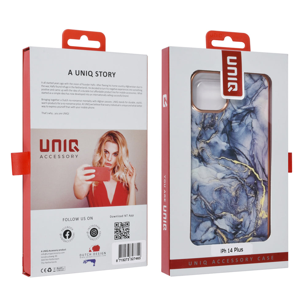 UNIQ Accessory iPhone 14 & 15 Plus TPU Backcover - Marble Grey-Hoesjes-Ilumina Benelux