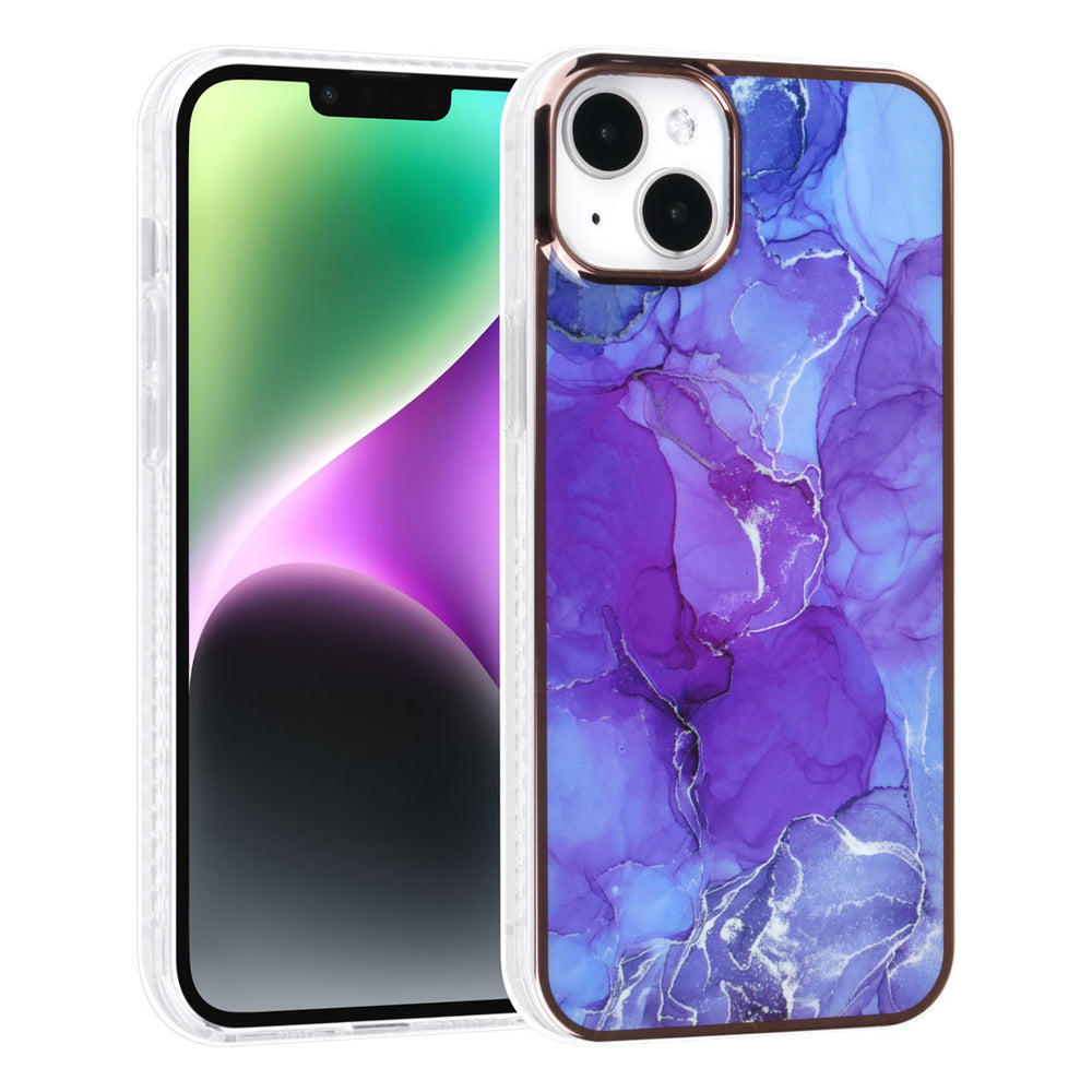 UNIQ Accessory iPhone 14 & 15 Plus TPU Backcover - Marble Purple-Hoesjes-Ilumina Benelux