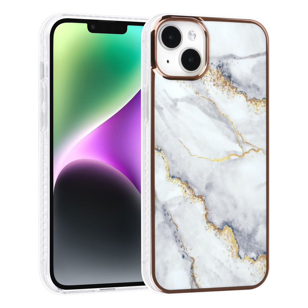 UNIQ Accessory iPhone 14 & 15 Plus TPU Backcover - Marble White-Hoesjes-Ilumina Benelux