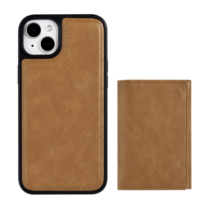 UNIQ Accessory iPhone 14 Plus Backcover hoesje - met afneembare Pasjeshouder - LichtBruin-Hoesjes-Ilumina Benelux