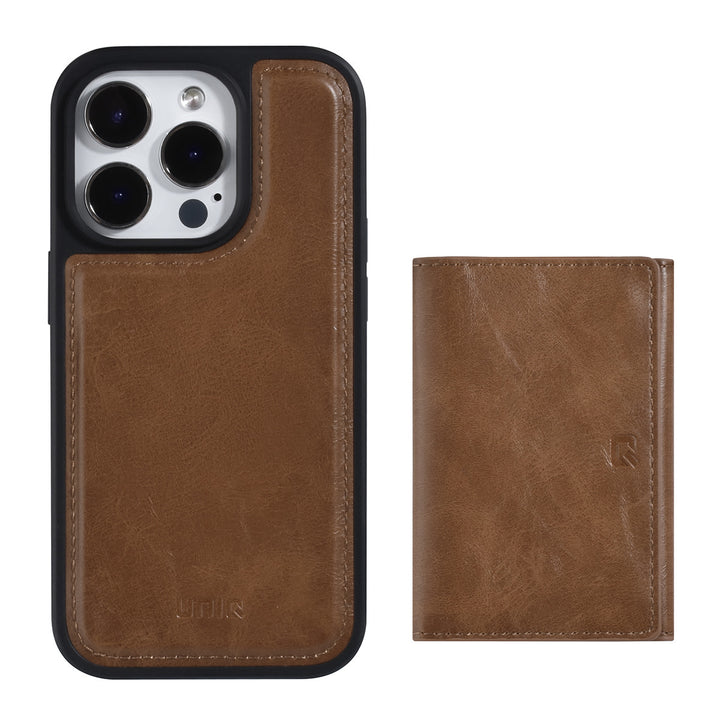 UNIQ Accessory iPhone 14 Pro Backcover hoesje - met afneembare Pasjeshouder - DonkerBruin-Hoesjes-Ilumina Benelux
