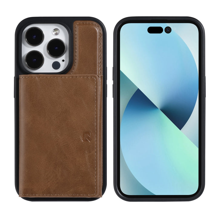 UNIQ Accessory iPhone 14 Pro Backcover hoesje - met afneembare Pasjeshouder - DonkerBruin-Hoesjes-Ilumina Benelux