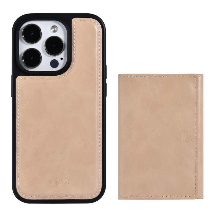 UNIQ Accessory iPhone 14 Pro Backcover hoesje - met afneembare Pasjeshouder - Goud-Hoesjes-Ilumina Benelux