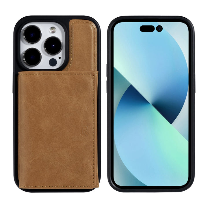 UNIQ Accessory iPhone 14 Pro Backcover hoesje - met afneembare Pasjeshouder - LichtBruin-Hoesjes-Ilumina Benelux