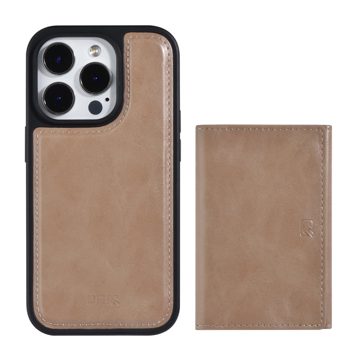 UNIQ Accessory iPhone 14 Pro Backcover hoesje - met afneembare Pasjeshouder - Rose Gold-Hoesjes-Ilumina Benelux