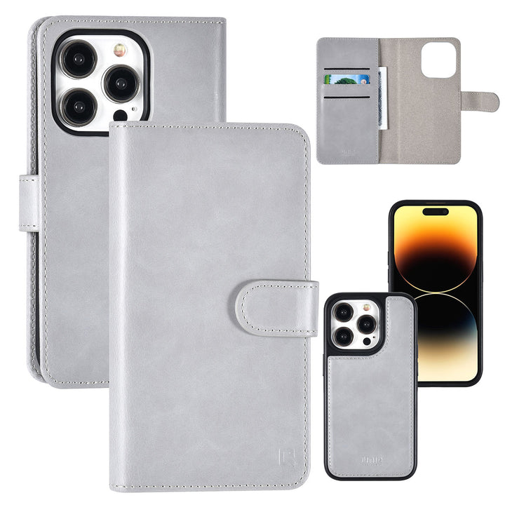 UNIQ Accessory iPhone 14 Pro Book Case hoesje Pasjeshouder - Grijs-Hoesjes-Ilumina Benelux
