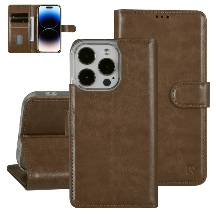UNIQ Accessory iPhone 14 Pro Book Case hoesje - Pasjeshouder voor 3 pasjes - Hanger - Goud-Hoesjes-Ilumina Benelux