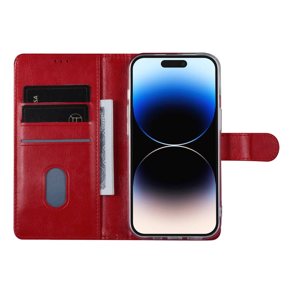 UNIQ Accessory iPhone 14 Pro Book Case hoesje - Pasjeshouder voor 3 pasjes - Hanger - Rood-Hoesjes-Ilumina Benelux