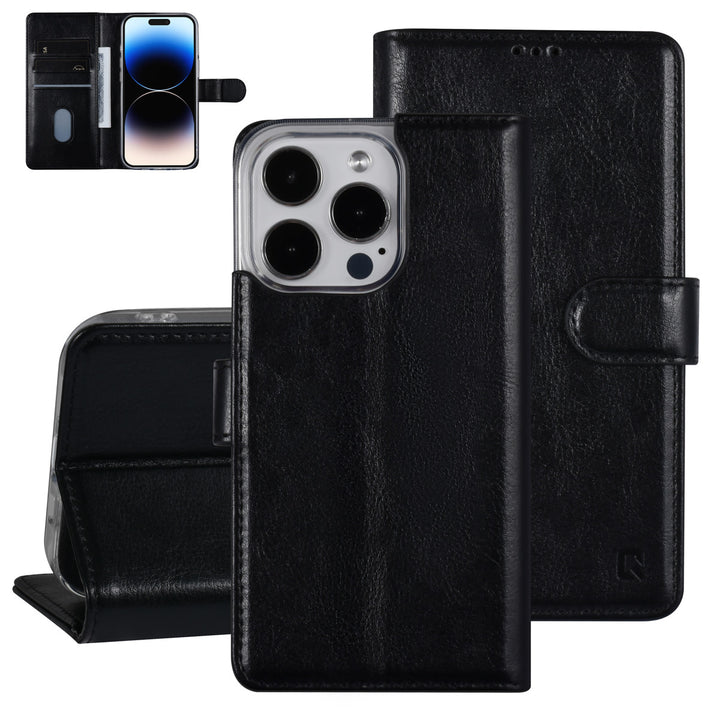 UNIQ Accessory iPhone 14 Pro Book Case hoesje - Pasjeshouder voor 3 pasjes - Hanger - Zwart-Hoesjes-Ilumina Benelux