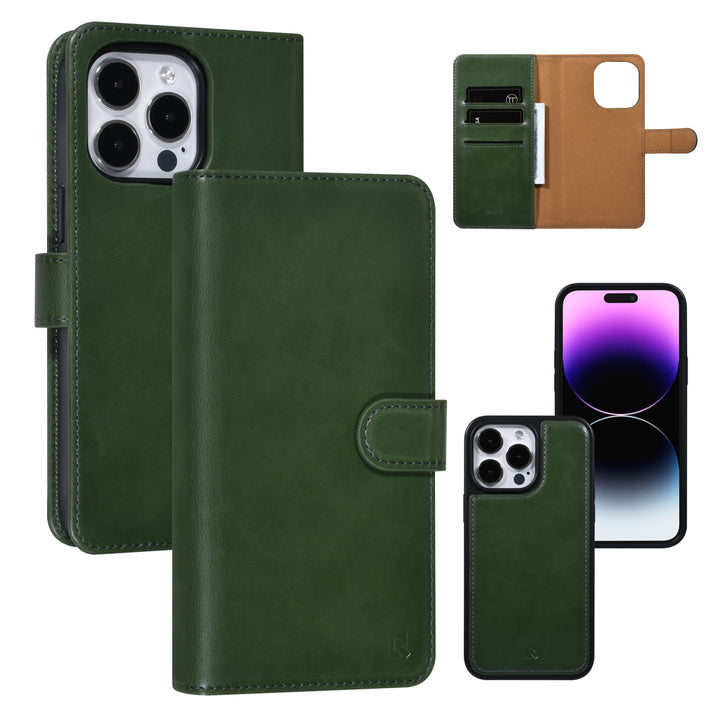 UNIQ Accessory iPhone 14 Pro Max 2 in 1 Booktype en Backcover Pasjeshouder - Groen-Hoesjes-Ilumina Benelux