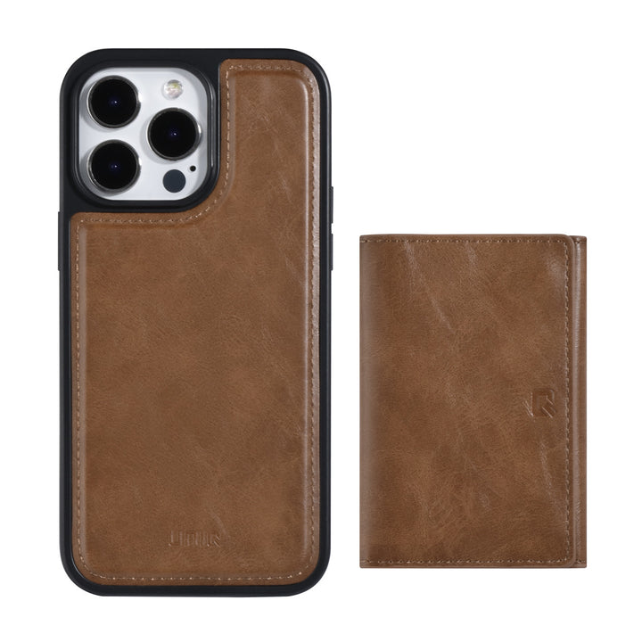 UNIQ Accessory iPhone 14 Pro Max Backcover hoesje - met afneembare Pasjeshouder - DonkerBruin-Hoesjes-Ilumina Benelux