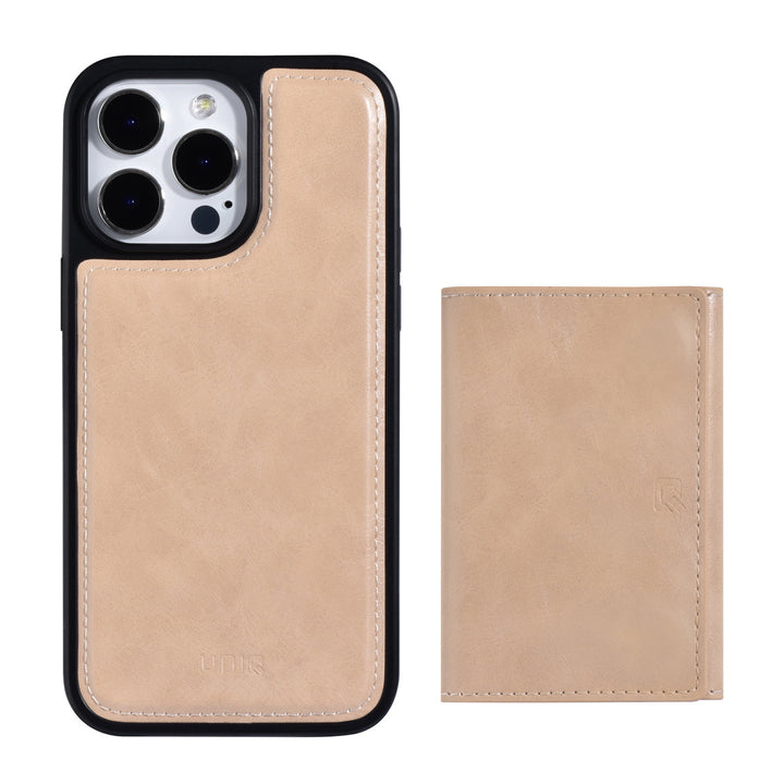 UNIQ Accessory iPhone 14 Pro Max Backcover hoesje - met afneembare Pasjeshouder - Goud-Hoesjes-Ilumina Benelux