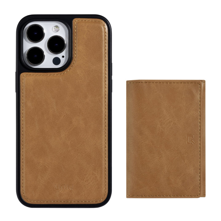 UNIQ Accessory iPhone 14 Pro Max Backcover hoesje - met afneembare Pasjeshouder - LichtBruin-Hoesjes-Ilumina Benelux