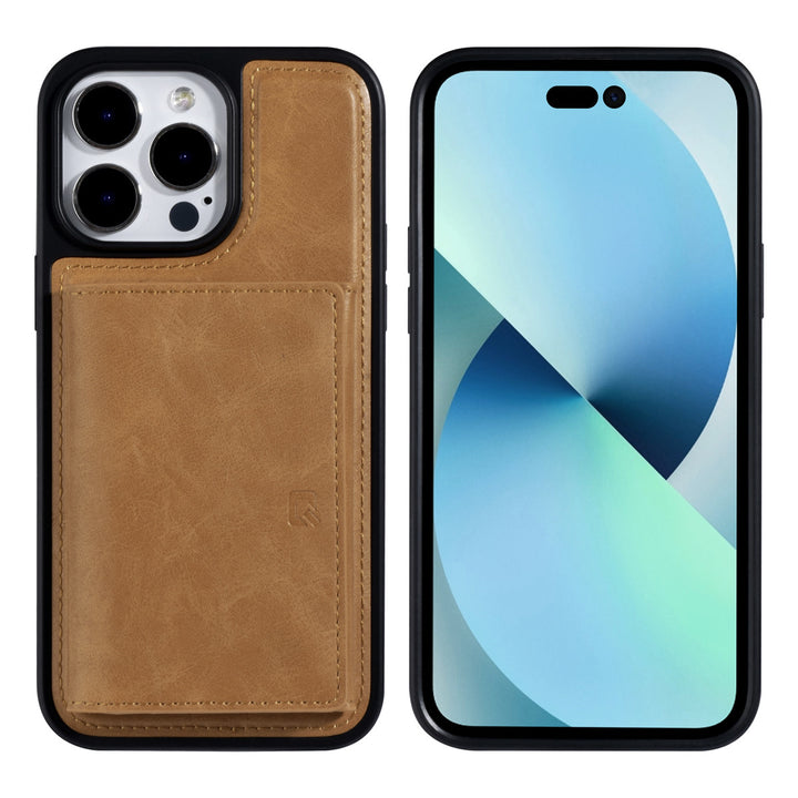 UNIQ Accessory iPhone 14 Pro Max Backcover hoesje - met afneembare Pasjeshouder - LichtBruin-Hoesjes-Ilumina Benelux