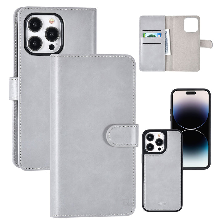 UNIQ Accessory iPhone 14 Pro Max Book Case hoesje Pasjeshouder - Grijs-Hoesjes-Ilumina Benelux