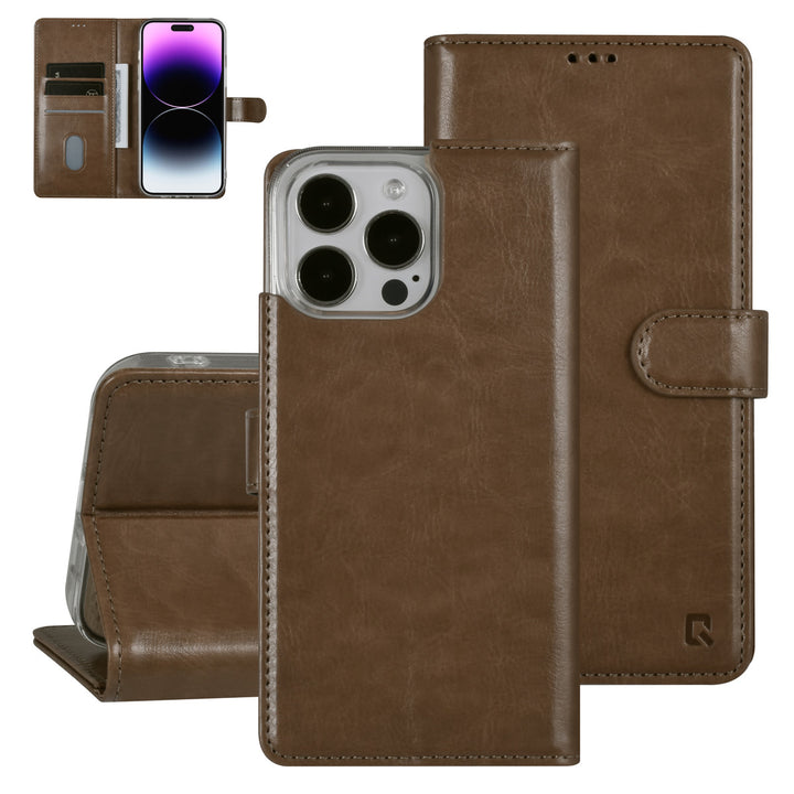 UNIQ Accessory iPhone 14 Pro Max Book Case hoesje - Pasjeshouder voor 3 pasjes - Hanger - Goud-Hoesjes-Ilumina Benelux