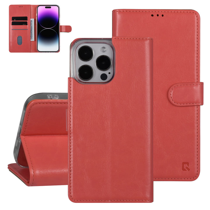 UNIQ Accessory iPhone 14 Pro Max Book Case hoesje - Pasjeshouder voor 3 pasjes - Hanger - Roze-Hoesjes-Ilumina Benelux