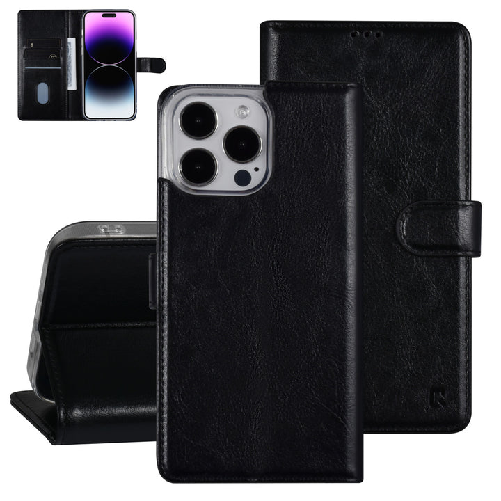 UNIQ Accessory iPhone 14 Pro Max Book Case hoesje - Pasjeshouder voor 3 pasjes - Hanger - Zwart-Hoesjes-Ilumina Benelux
