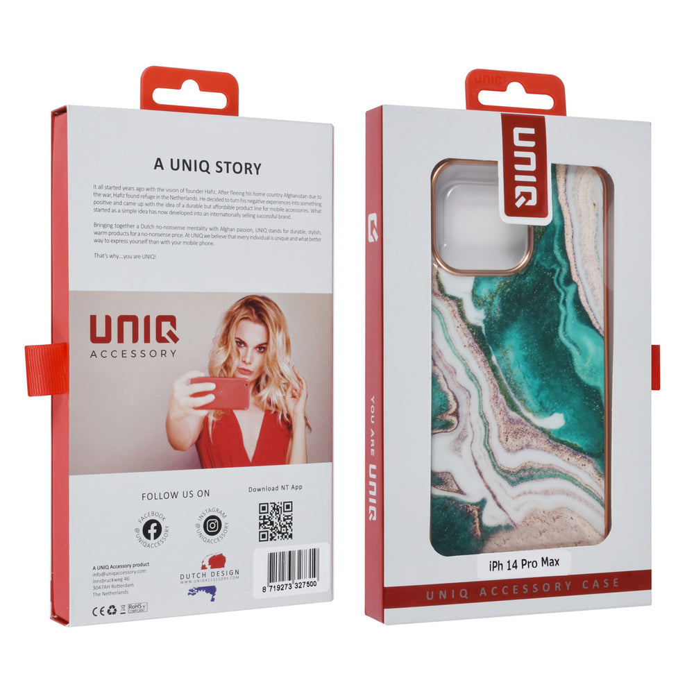 UNIQ Accessory iPhone 14 Pro Max TPU Backcover - Marble Green-Hoesjes-Ilumina Benelux