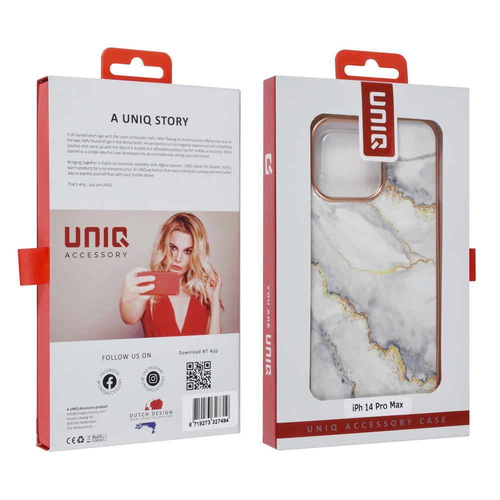 UNIQ Accessory iPhone 14 Pro Max TPU Backcover - Marble White-Hoesjes-Ilumina Benelux