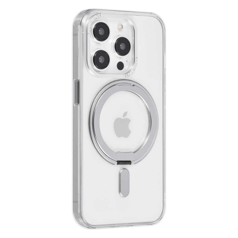 UNIQ Accessory iPhone 14 Pro TPU Back Cover hoesje - Magsafe Compatible 360 Graden Draaibare Standaard - Transparant - Zilver-Hoesjes-Ilumina Benelux