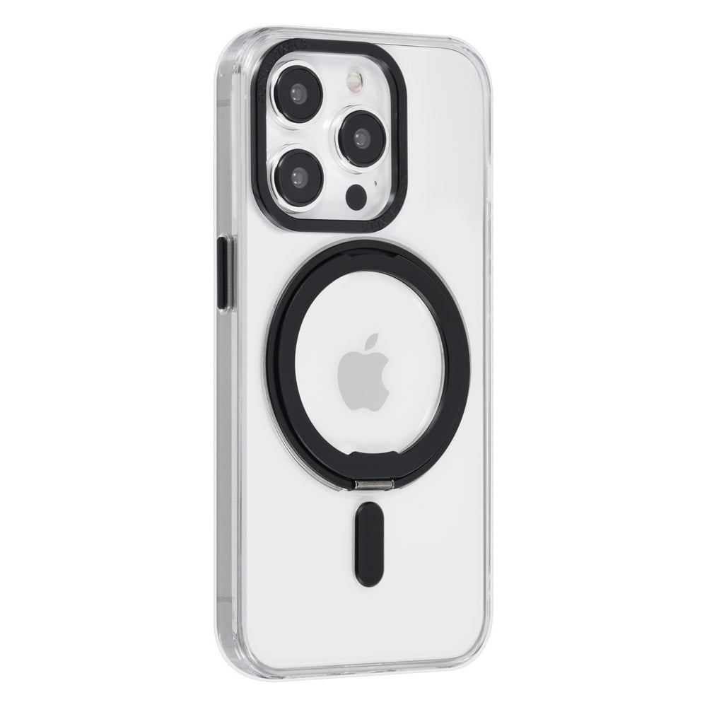 UNIQ Accessory iPhone 14 Pro TPU Back Cover hoesje - Magsafe Compatible 360 Graden Draaibare Standaard - Transparant - Zwart-Hoesjes-Ilumina Benelux