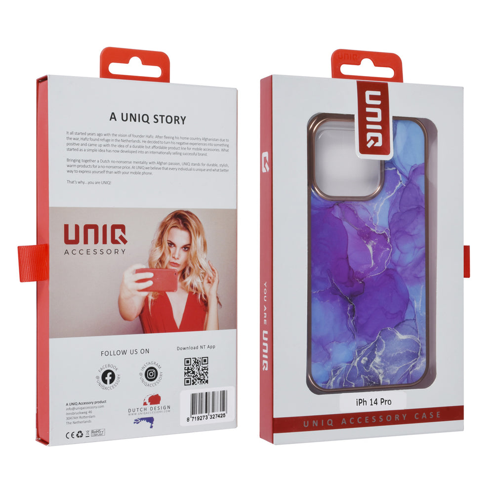 UNIQ Accessory iPhone 14 Pro TPU Backcover - Marble Purple-Hoesjes-Ilumina Benelux