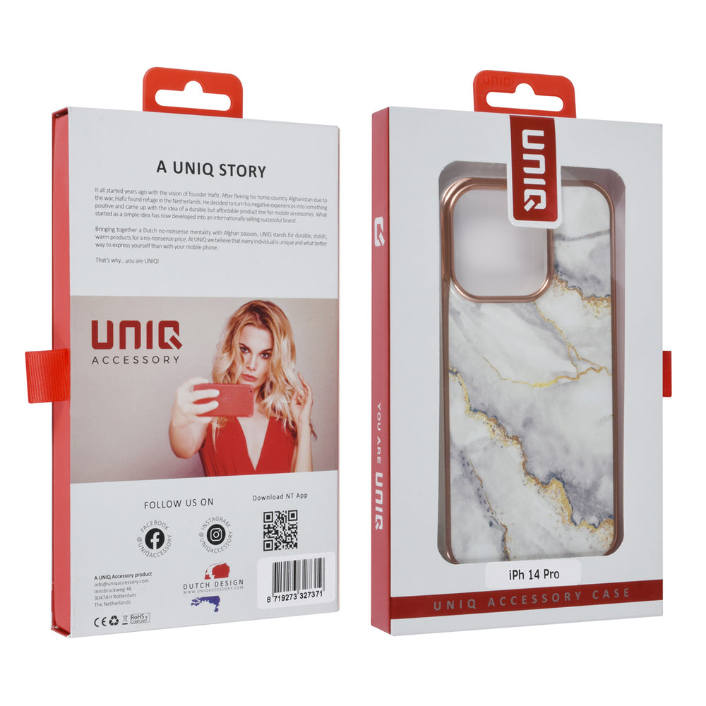 UNIQ Accessory iPhone 14 Pro TPU Backcover - Marble White-Hoesjes-Ilumina Benelux