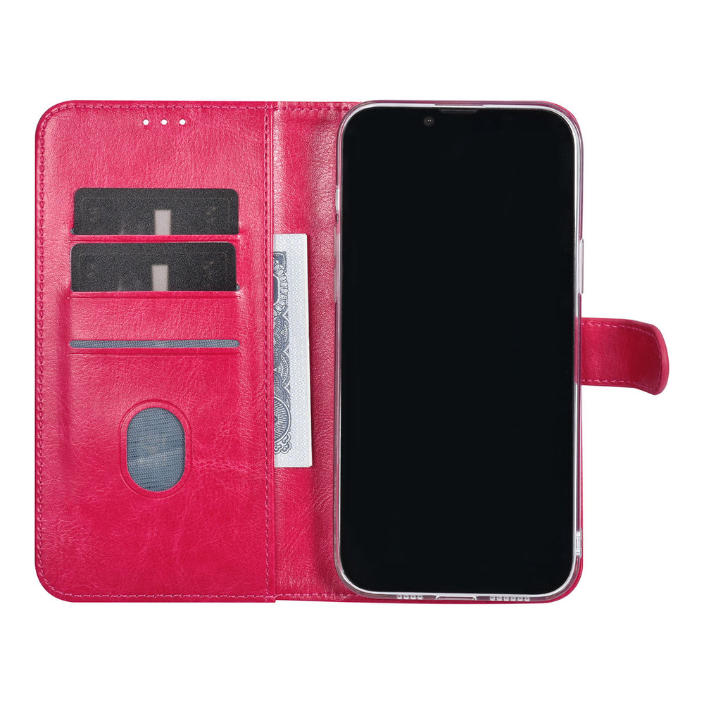 UNIQ Accessory iPhone 15 & 14 Plus Book Case hoesje - Pasjeshouder voor 3 pasjes - Magneetsluiting - Hanger - Felroze-Hoesjes-Ilumina Benelux