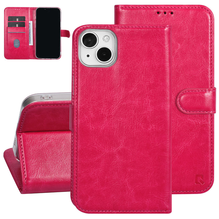 UNIQ Accessory iPhone 15 & 14 Plus Book Case hoesje - Pasjeshouder voor 3 pasjes - Magneetsluiting - Hanger - Felroze-Hoesjes-Ilumina Benelux