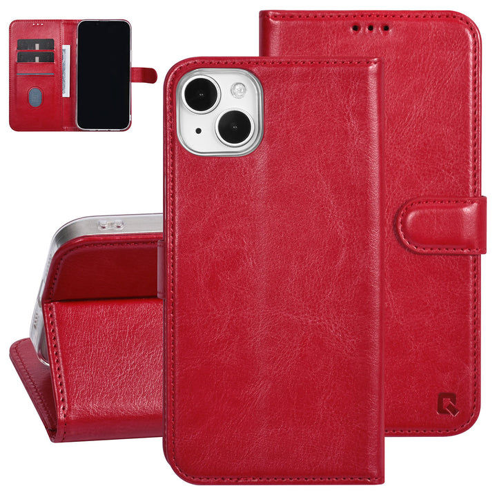 UNIQ Accessory iPhone 15 & 14 Plus Book Case hoesje - Pasjeshouder voor 3 pasjes - Magneetsluiting - Hanger - Rood-Hoesjes-Ilumina Benelux