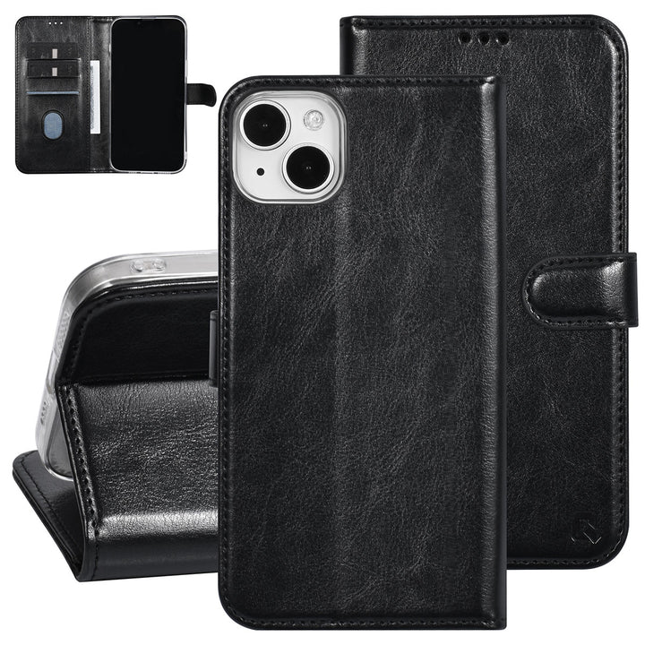 UNIQ Accessory iPhone 15 & 14 Plus Book Case hoesje - Pasjeshouder voor 3 pasjes - Magneetsluiting - Hanger - Zwart-Hoesjes-Ilumina Benelux