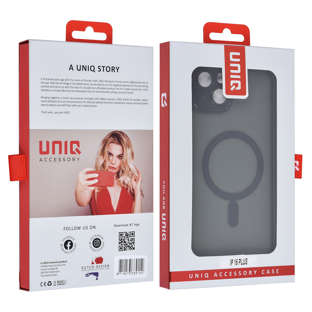 UNIQ Accessory iPhone 15 & 14 Plus Hardcase Backcover Magsafe & lens protector - Zwart-Hoesjes-Ilumina Benelux