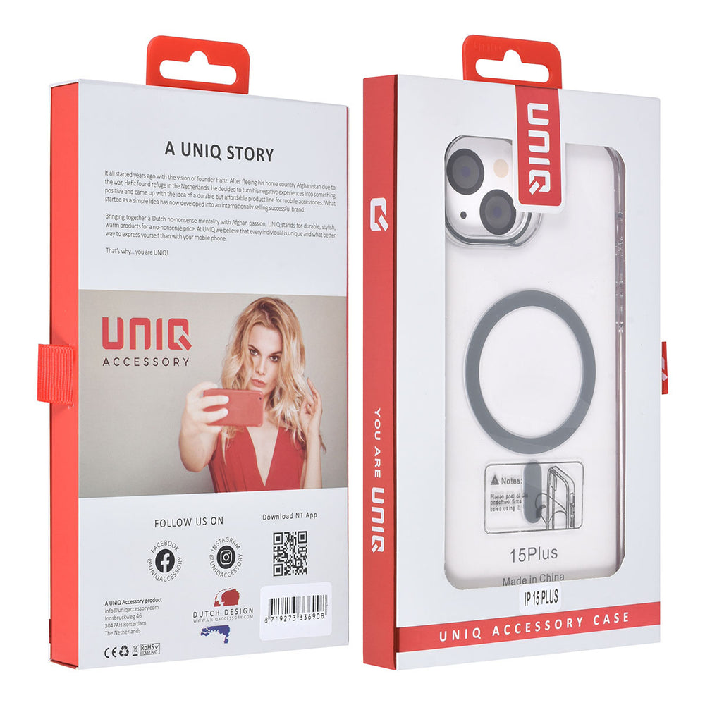 UNIQ Accessory iPhone 15 & 14 Plus Hardcase Backcover magsafe compatible - transparant - Grijs-Hoesjes-Ilumina Benelux