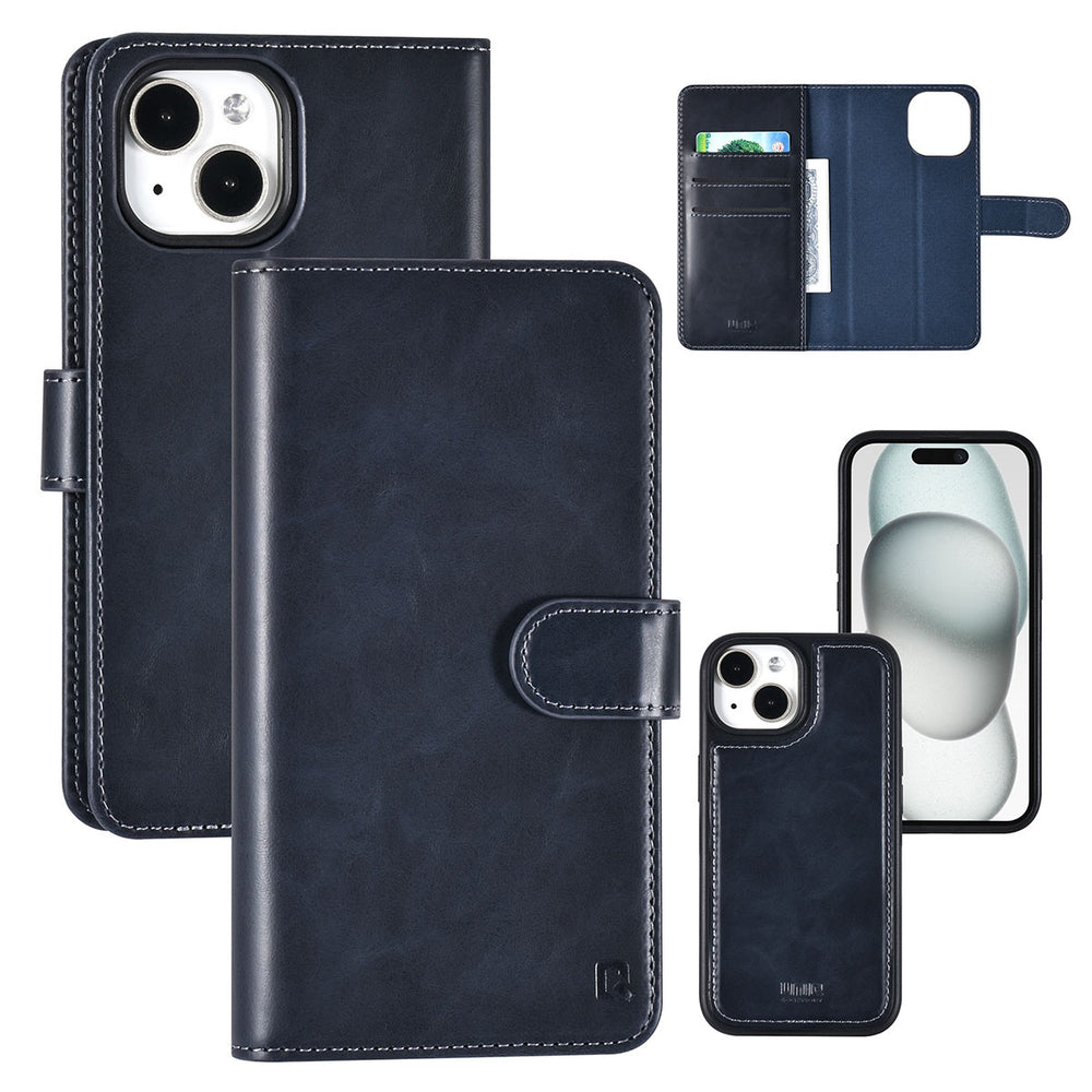 UNIQ Accessory iPhone 15 Book Case hoesje Pasjeshouder - Blauw-Hoesjes-Ilumina Benelux