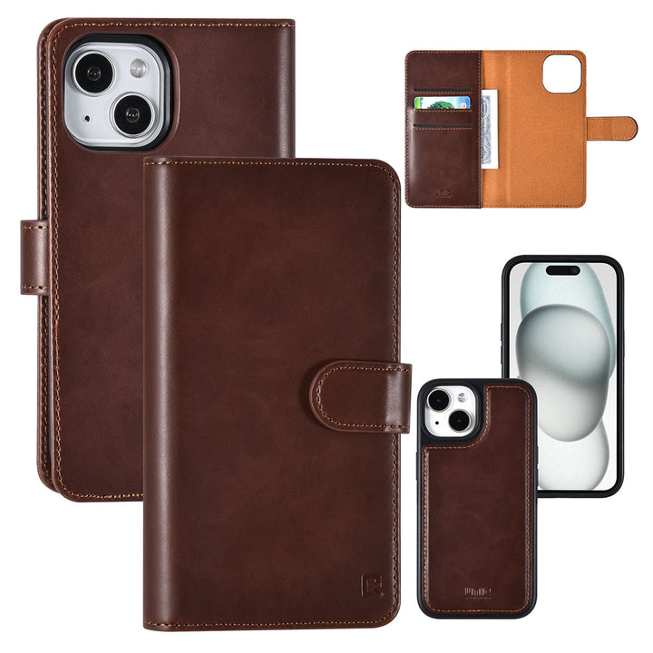 UNIQ Accessory iPhone 15 Book Case hoesje Pasjeshouder - Bruin-Hoesjes-Ilumina Benelux