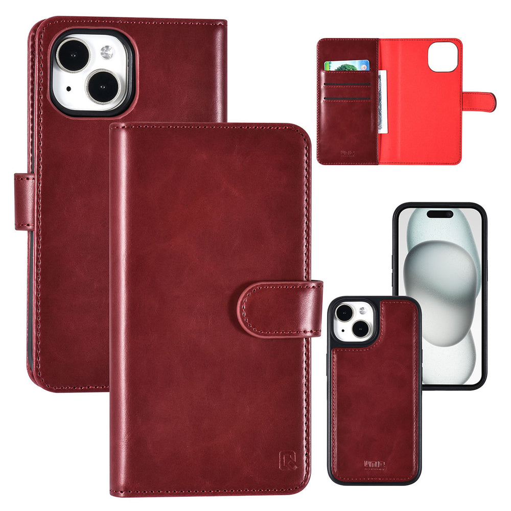 UNIQ Accessory iPhone 15 Book Case hoesje Pasjeshouder - Rood-Hoesjes-Ilumina Benelux