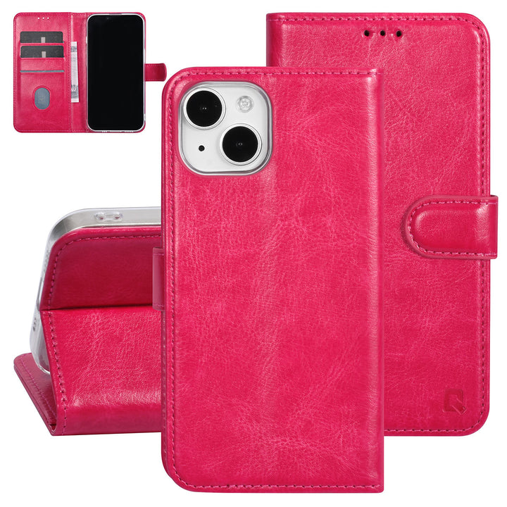 UNIQ Accessory iPhone 15 Book Case hoesje - Pasjeshouder voor 3 pasjes - Magneetsluiting - Hanger - Felroze-Hoesjes-Ilumina Benelux