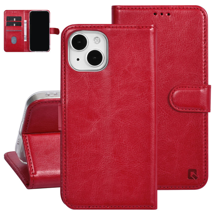 UNIQ Accessory iPhone 15 Book Case hoesje - Pasjeshouder voor 3 pasjes - Magneetsluiting - Hanger - Rood-Hoesjes-Ilumina Benelux
