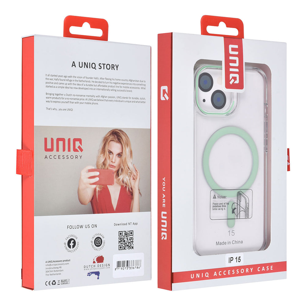 UNIQ Accessory iPhone 15 Hardcase Backcover magsafe compatible - transparant - Groen-Hoesjes-Ilumina Benelux