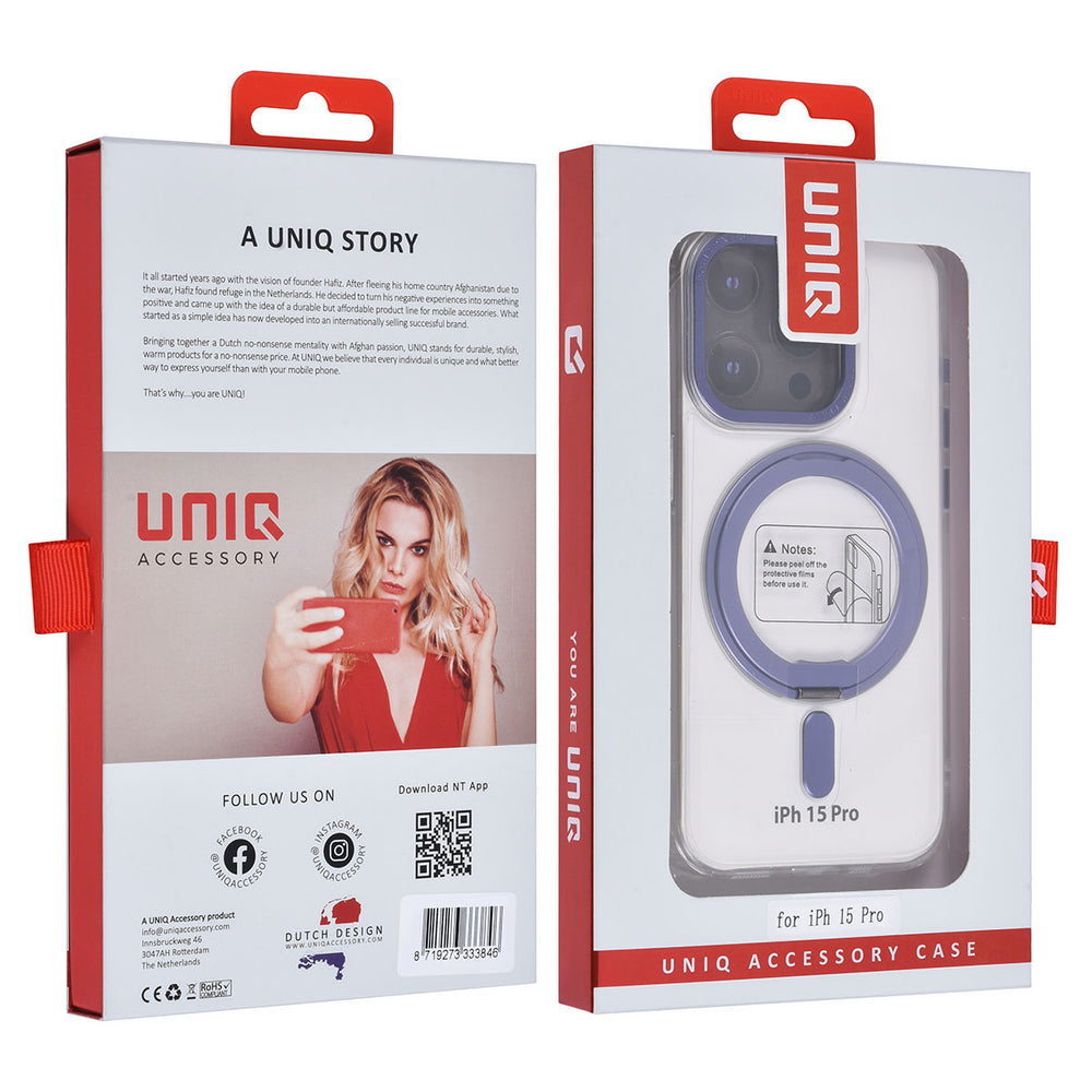UNIQ Accessory iPhone 15 Pro Backcover hoesje Magsafe with ring stand - Transparant-Hoesjes-Ilumina Benelux