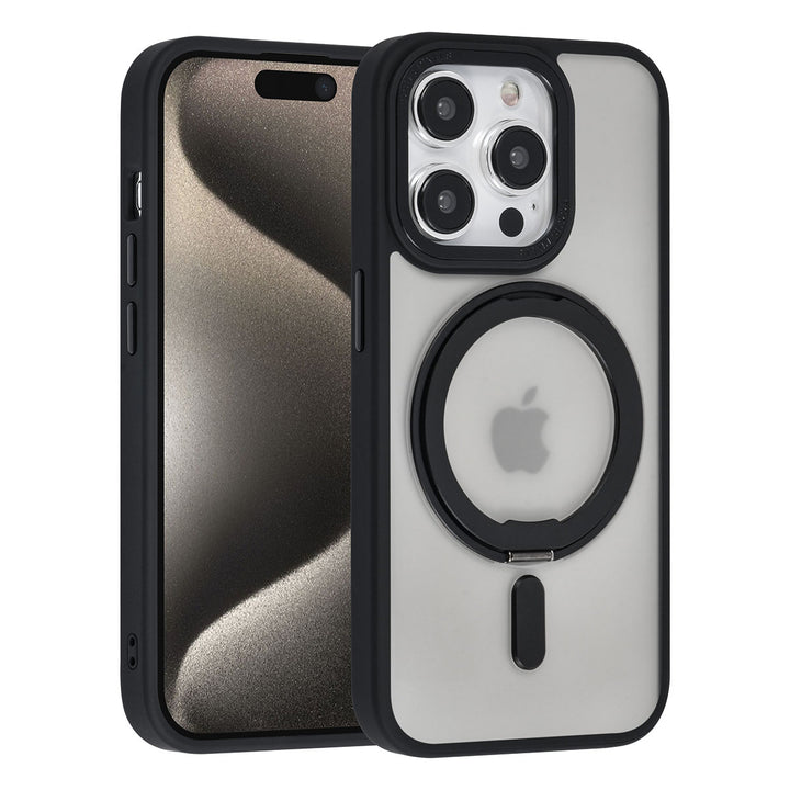UNIQ Accessory iPhone 15 Pro Backcover hoesje Magsafe with ring stand - Zwart-Hoesjes-Ilumina Benelux